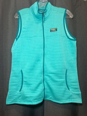 L.L. Bean Airlight Vest Women's Medium green  Full Zip Lightweight Ribbed Fleece